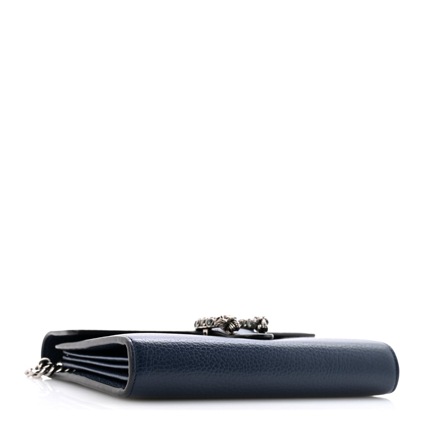 Dollar Calfskin Crystal Mini Dionysus Chain Wallet Blue Agata Black Diamond