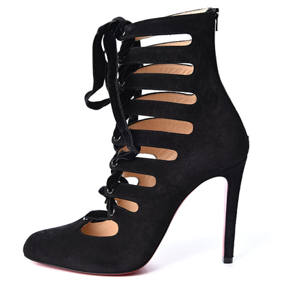 Christian Louboutin Veau Velours Spinetita 100 Ankle Boots 39.5 Black 1 of 9