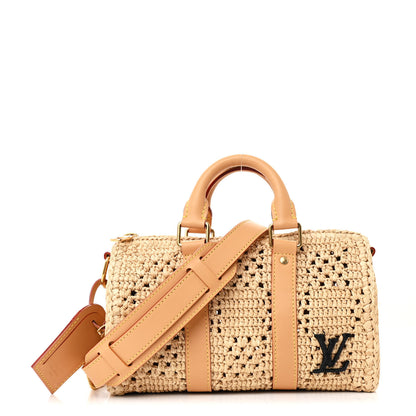 Louis Vuitton Damier Raffia Keepall Bandouliere 25 Natural Beige 1 of 9