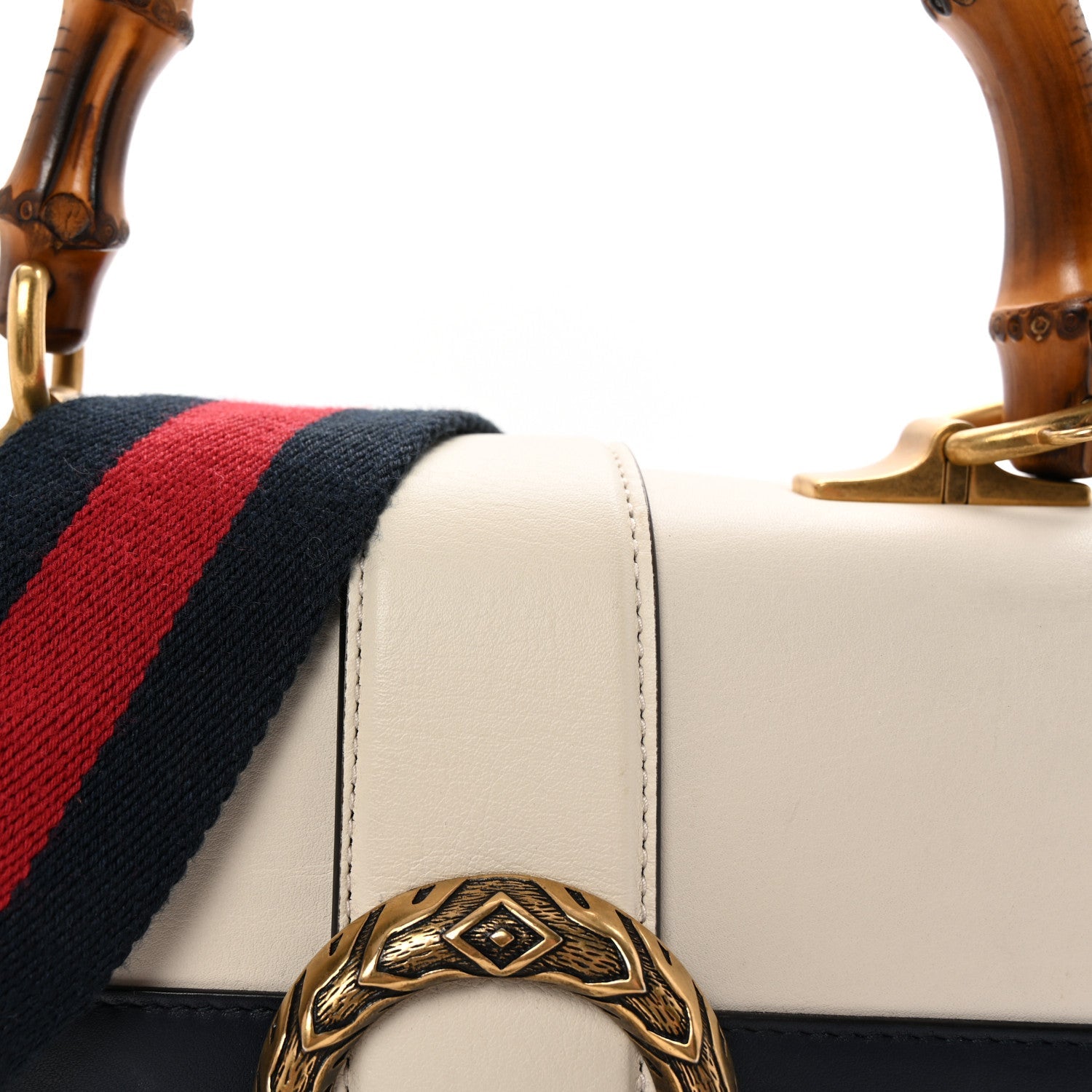 Gucci Calfskin Bamboo Web Medium Dionysus Top Handle Bag White Blue Hibiscus Red 8 of 10