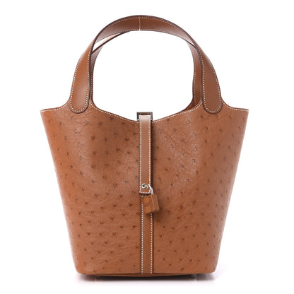 Hermes Ostrich Barenia Picotin Lock 22 Gold Fauve 1 of 11