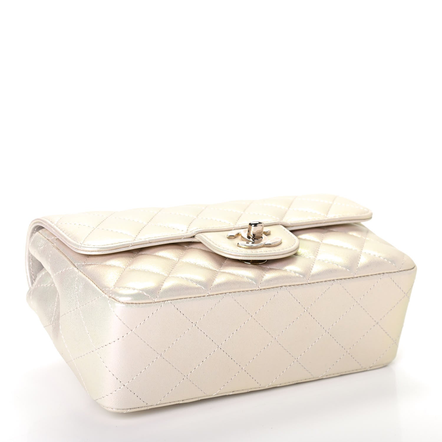 Chanel Iridescent Lambskin Quilted Mini Rectangular Flap Ivory 3 of 4