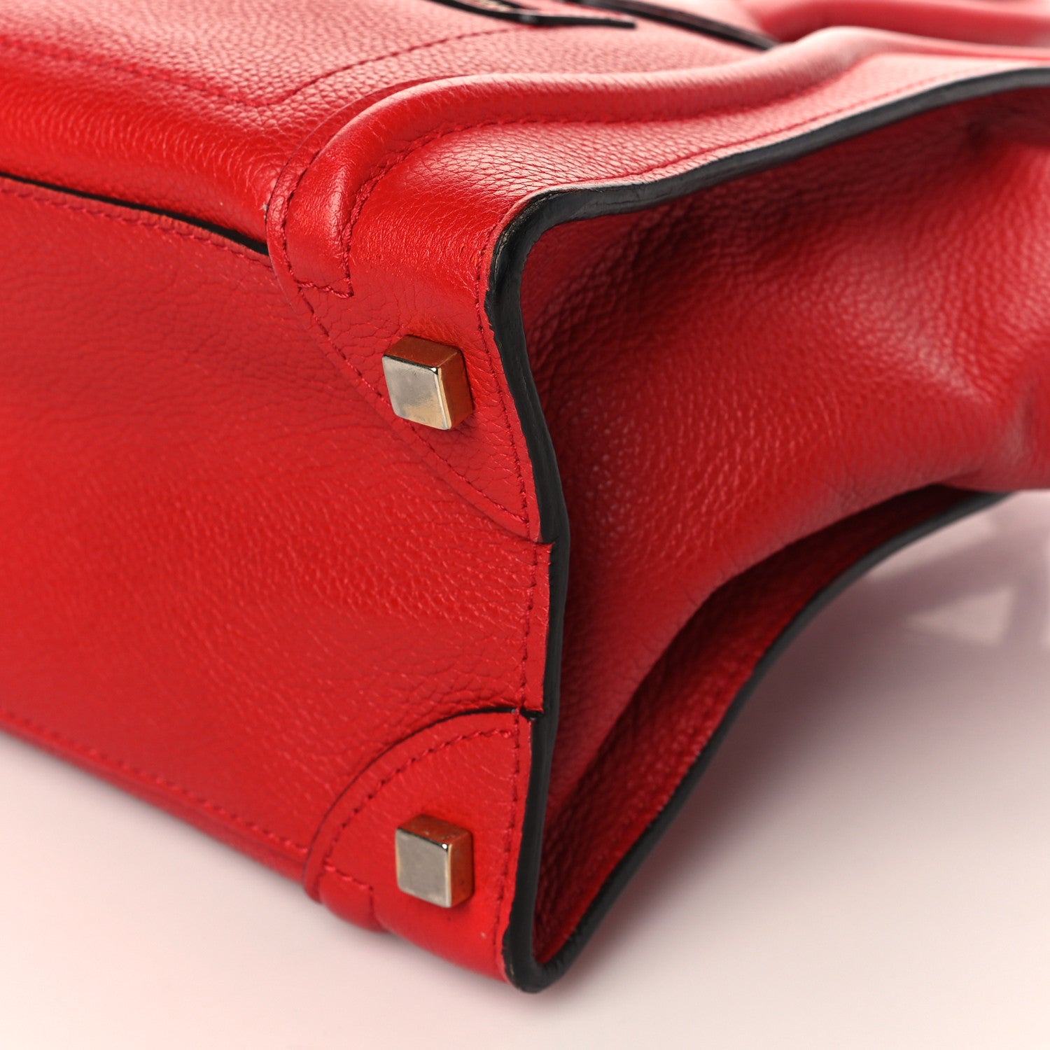 Celine Drummed Calfskin Micro Luggage Red 8 of 8