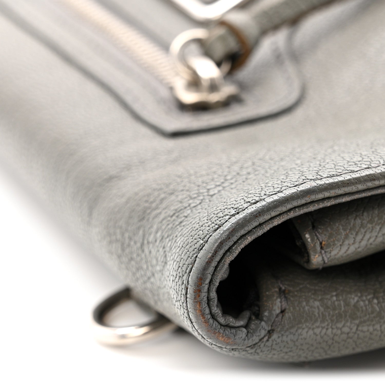 Balenciaga Chevre Silver Metallic Edge Hardware Envelope Clutch Gris Acier 15 of 16