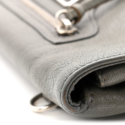 Balenciaga Chevre Silver Metallic Edge Hardware Envelope Clutch Gris Acier 15 of 16