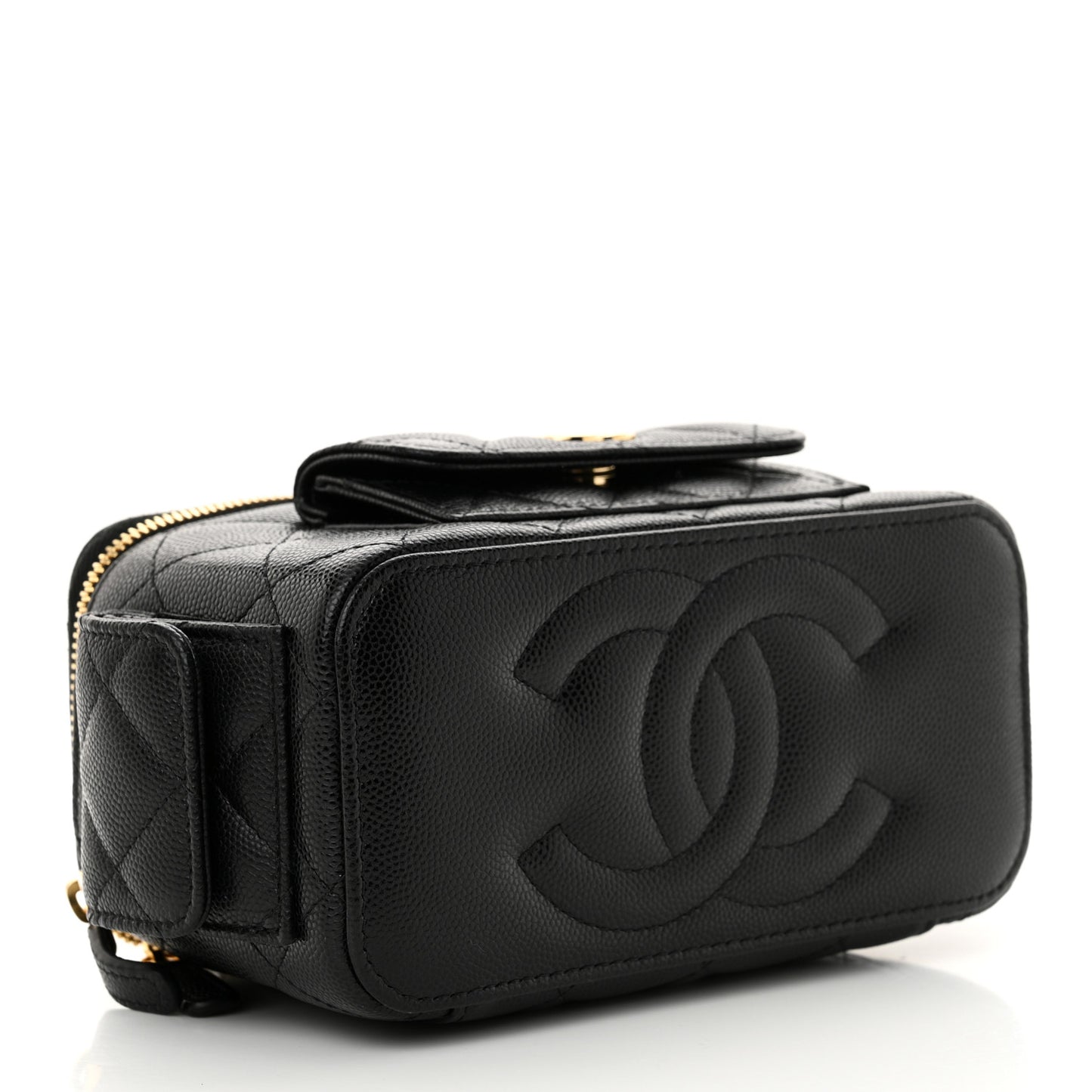 Caviar Quilted Polly Pocket East West Top Vanity With Chain Black