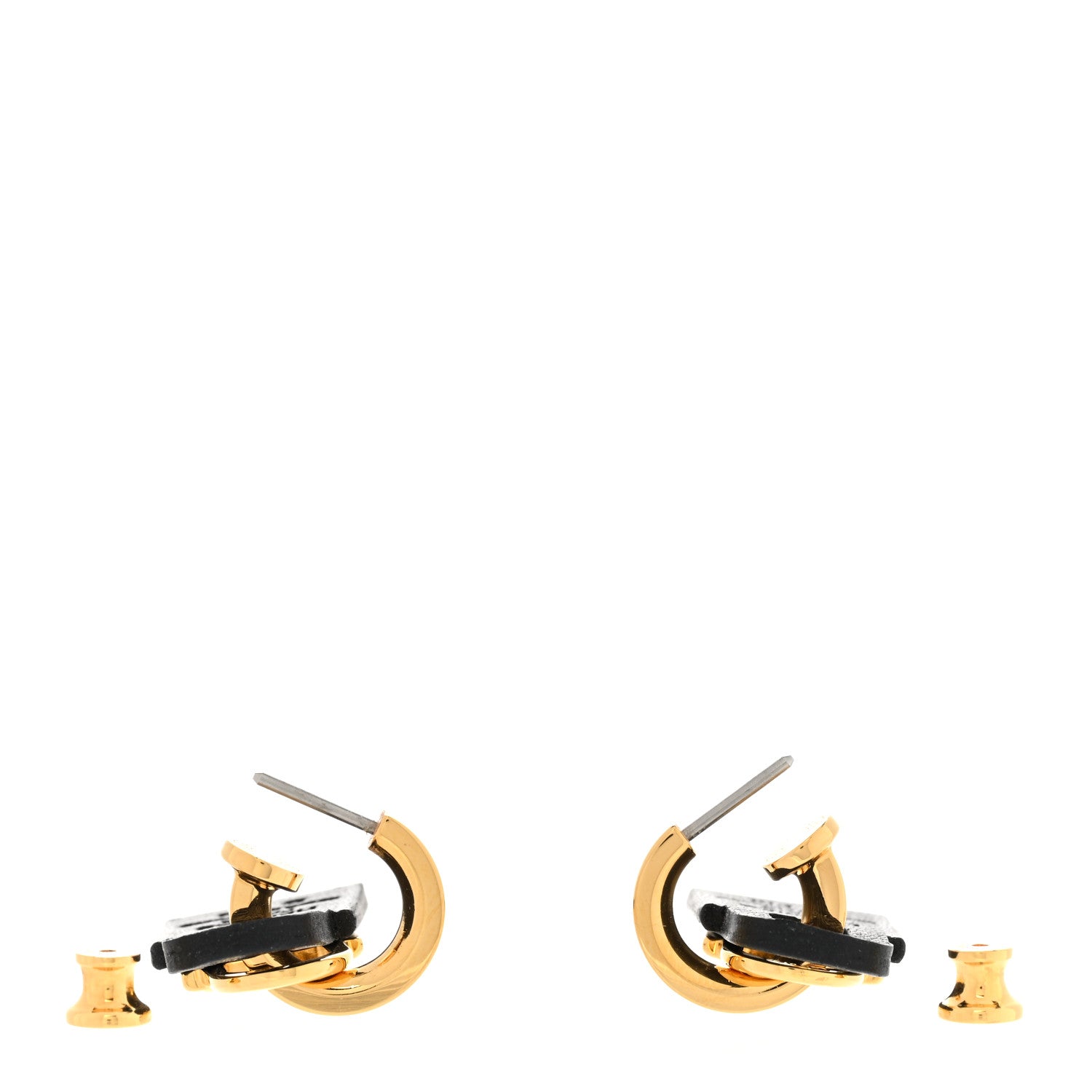 Hermes Gold Swift O'Kelly Earrings Black 3 of 5