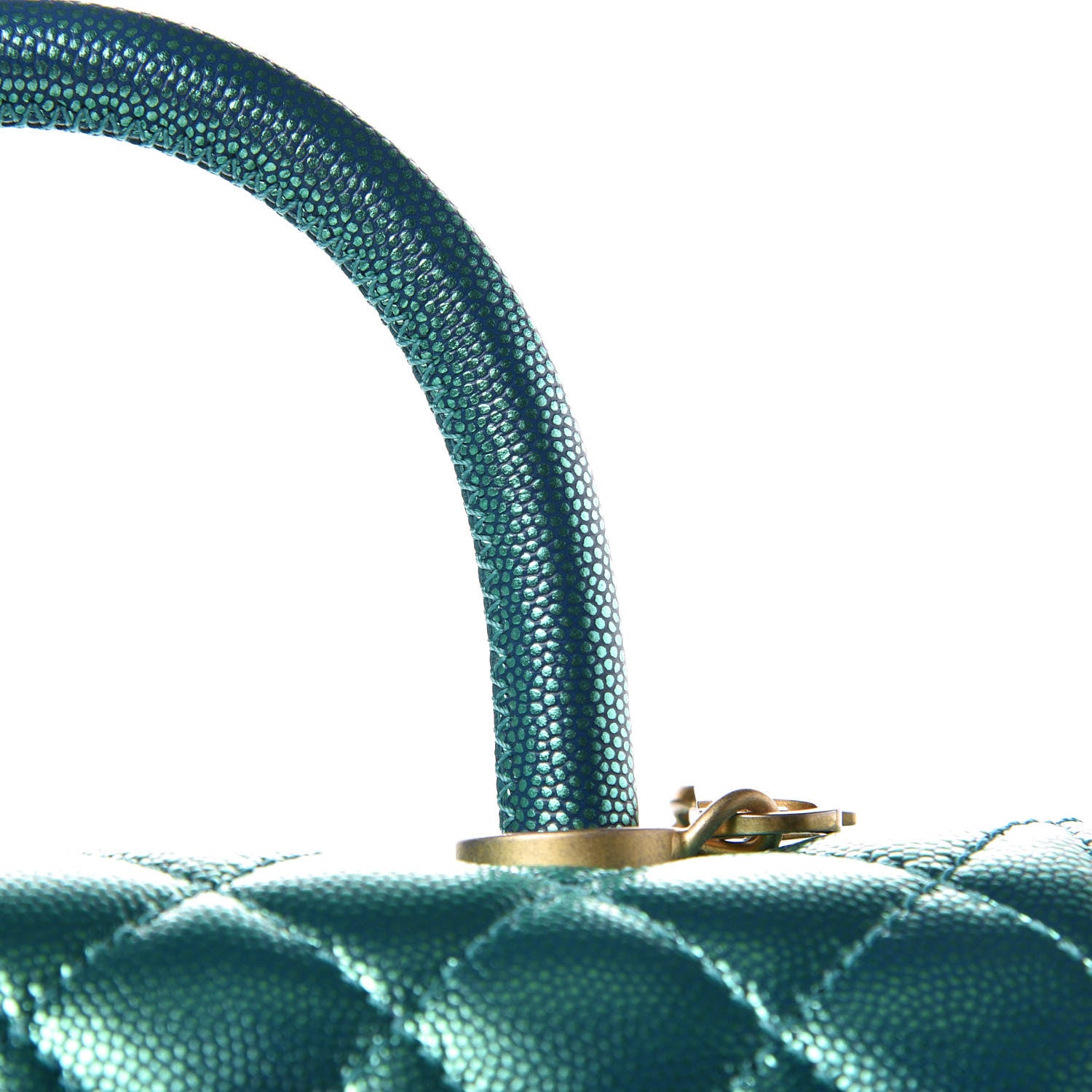 Chanel Metallic Caviar Quilted Mini Coco Handle Flap Blue 8 of 9