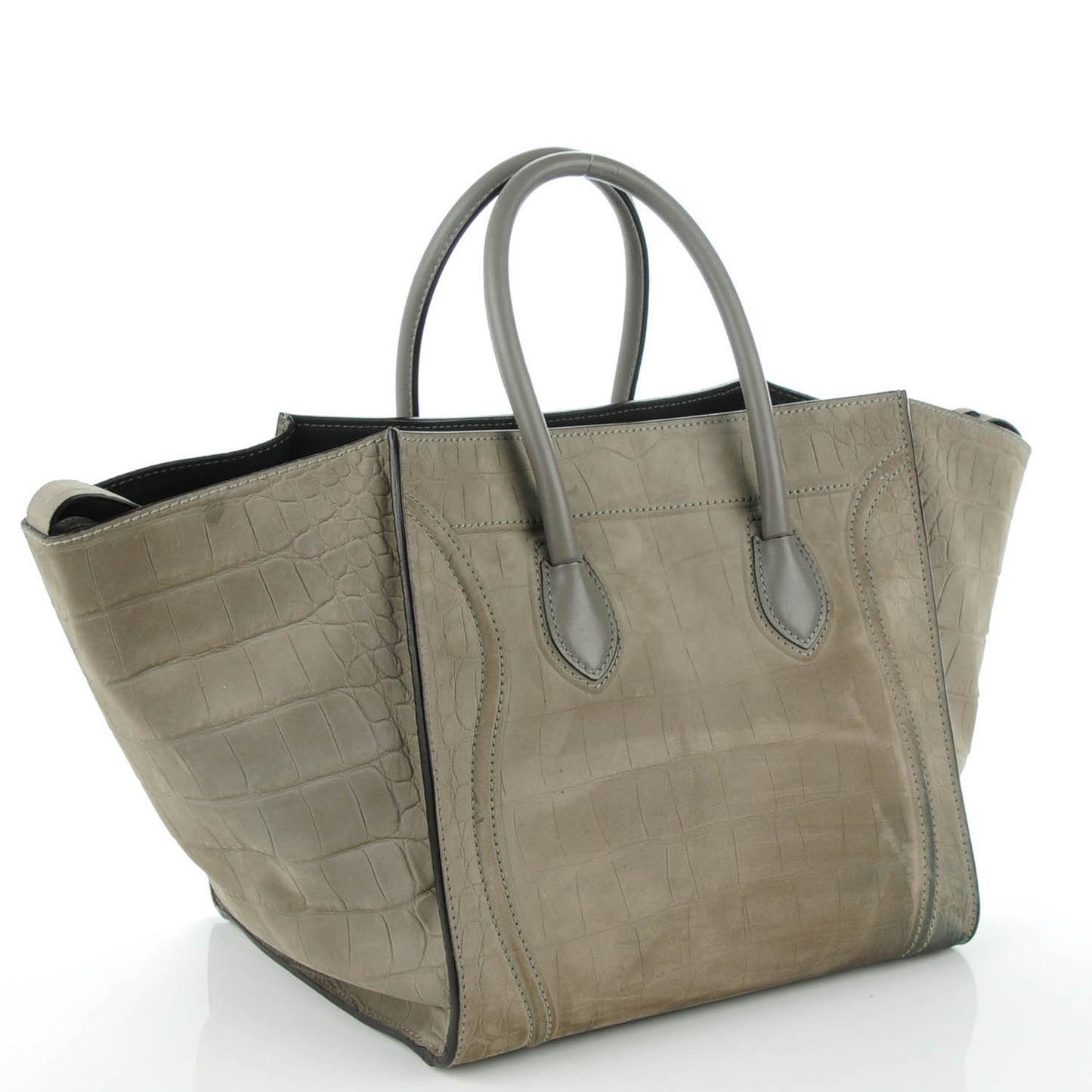 Crocodile Embossed Nubuck Medium Phantom Luggage Grey