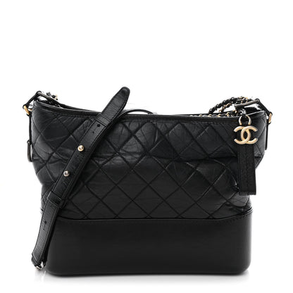 Chanel Aged Calfskin Quilted Medium Gabrielle Hobo Black 1 of 13