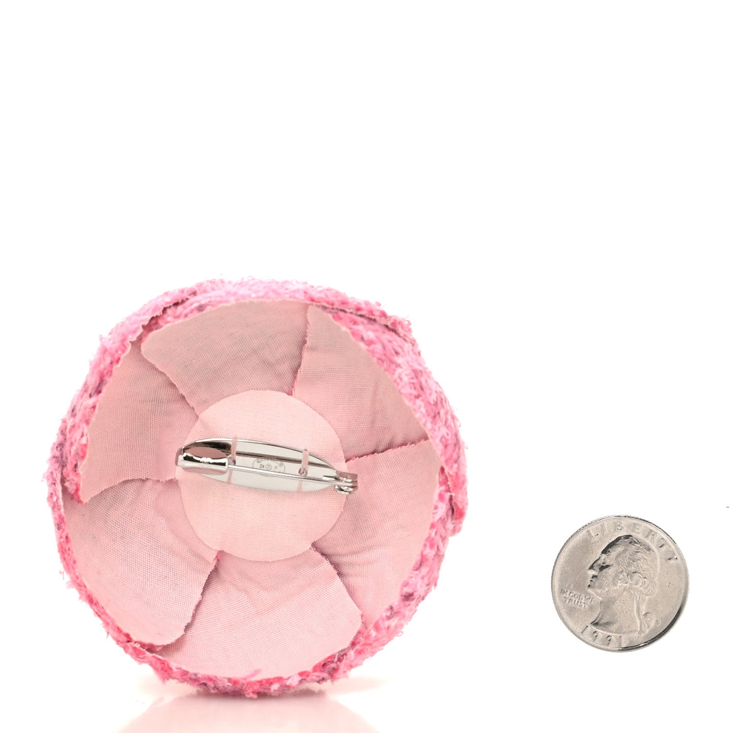 Tweed Camellia Brooch Pink