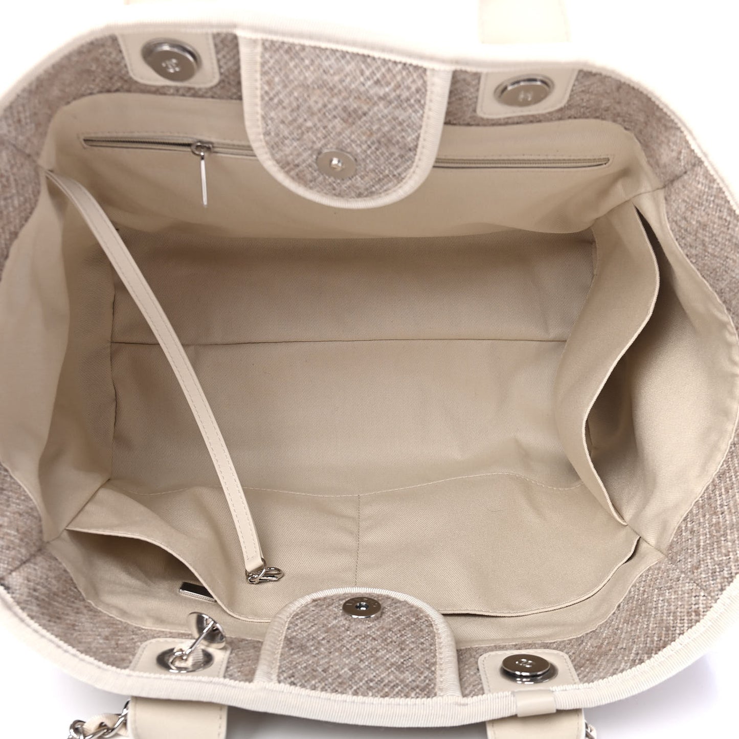 Mixed Fibers Calfskin Medium Deauville Tote Light Grey