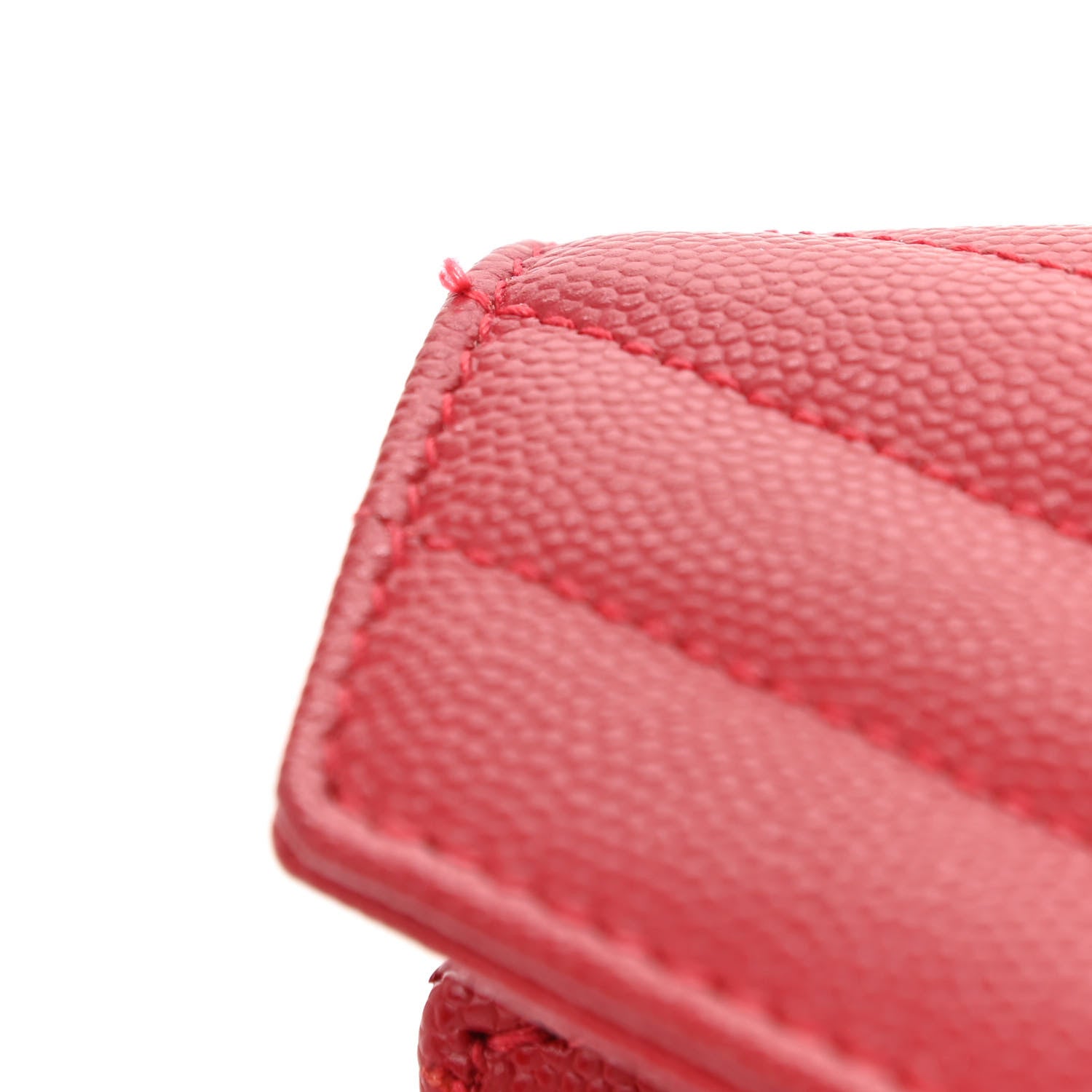 Saint Laurent Grain De Poudre Matelasse Chevron Monogram Chain Wallet New Red 10 of 10