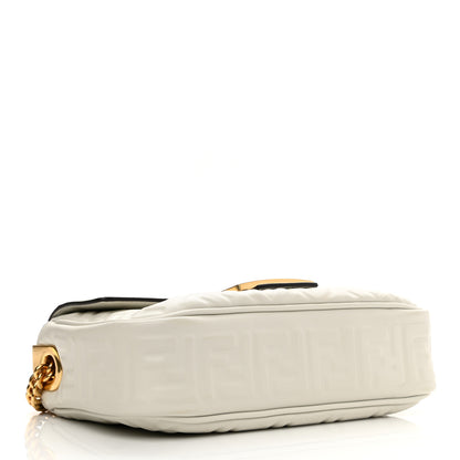 Fendi Nappa Small FF Embossed Midi Chain Baguette White 4 of 10