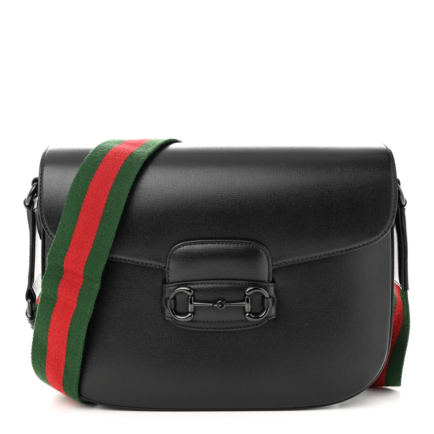 Gucci Azalea Calfskin Web Monochrome Horsebit 1955 Shoulder Bag Black 1 of 12