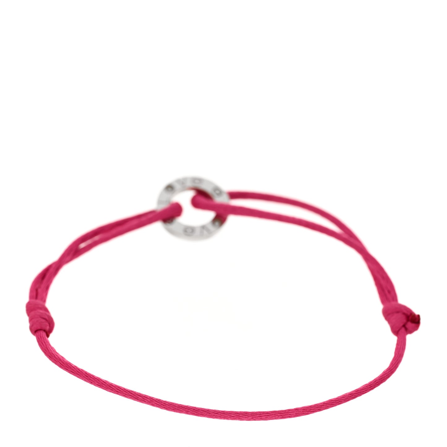 18K White Gold Diamond LOVE Adjustable Cord Bracelet Pink