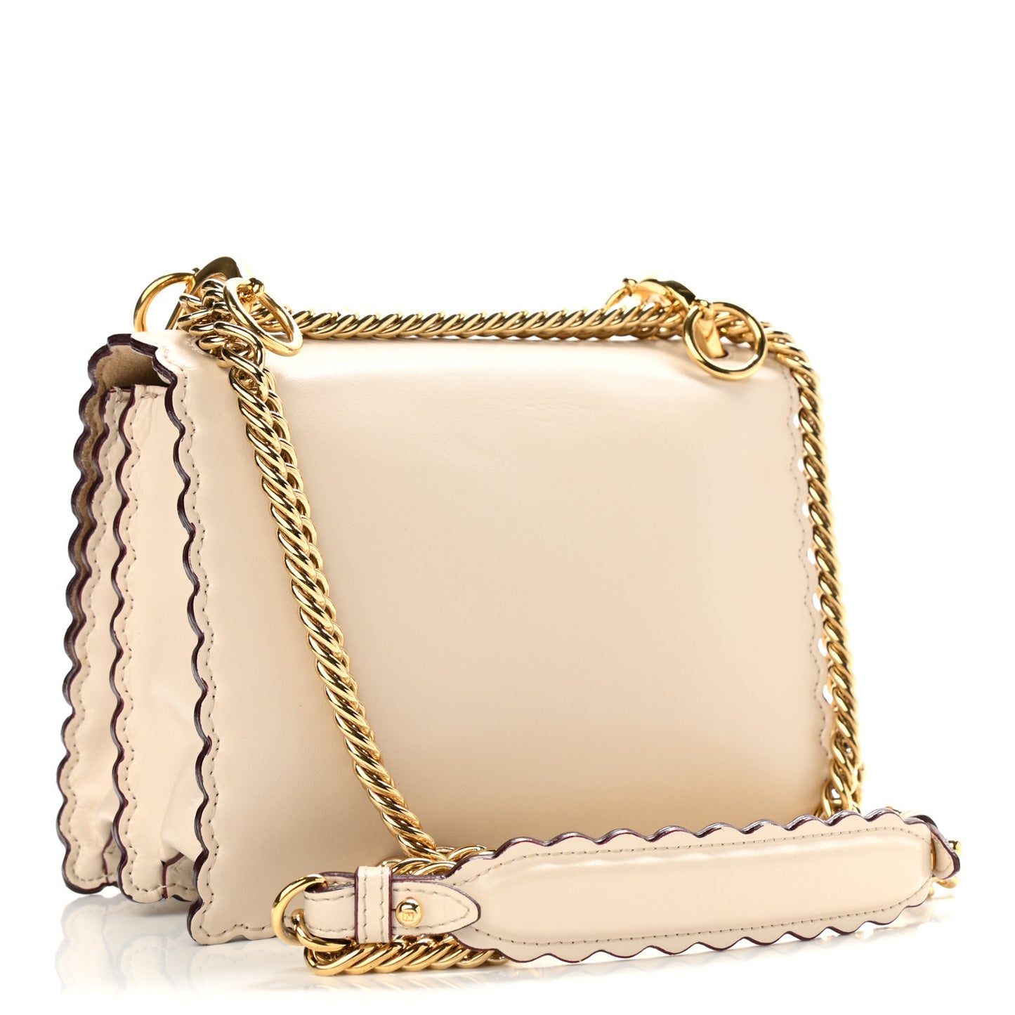 Vitello Liberty Scalloped Studded Small Kan I Shoulder Bag Camelia
