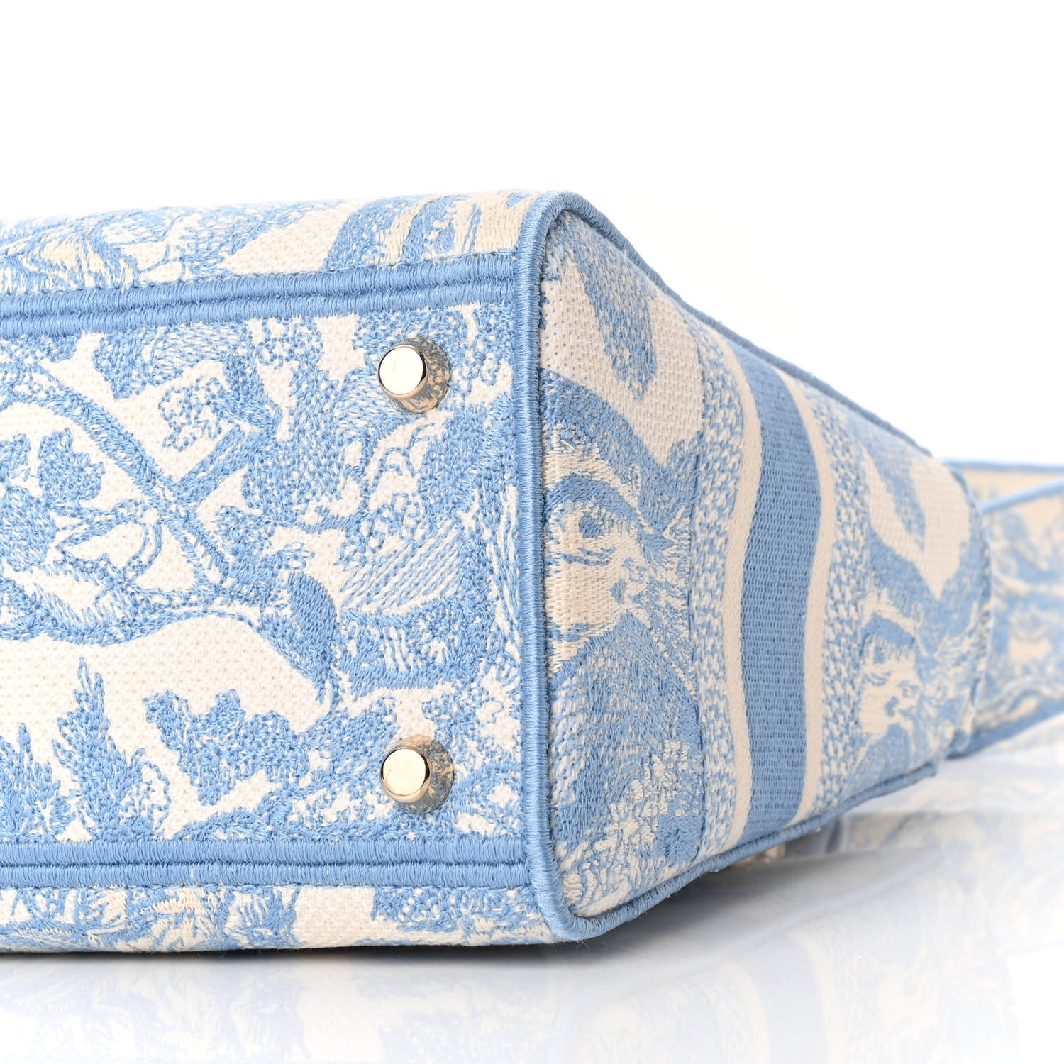 Christian Dior Canvas Toile De Jouy Embroidered Medium Lady D-Lite Blue 9 of 9