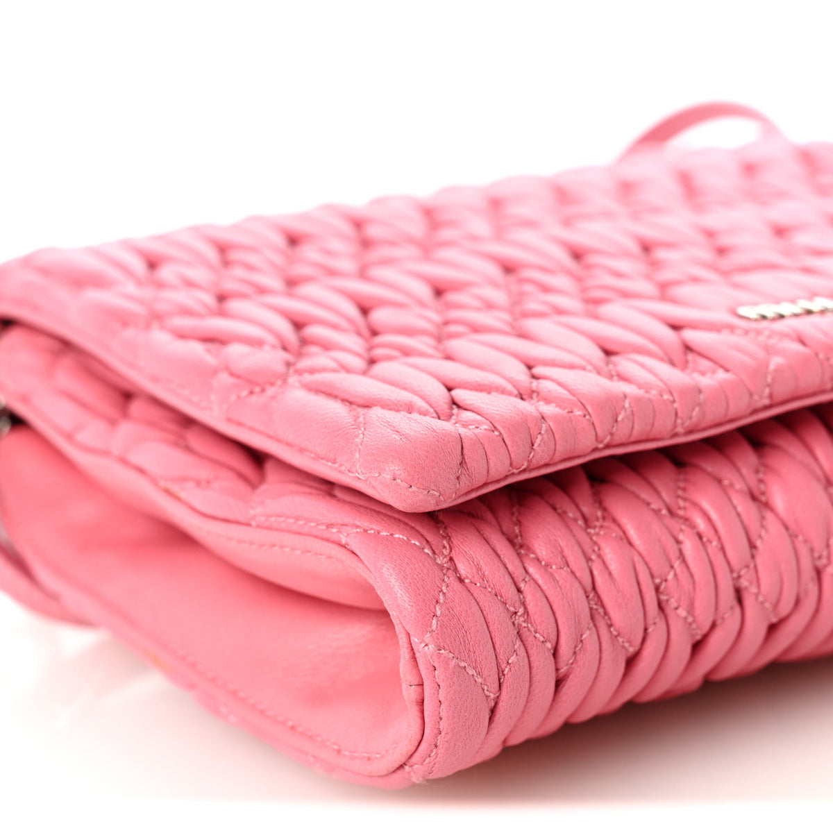 Nappa Matelasse Crystal Flap Clutch Pink