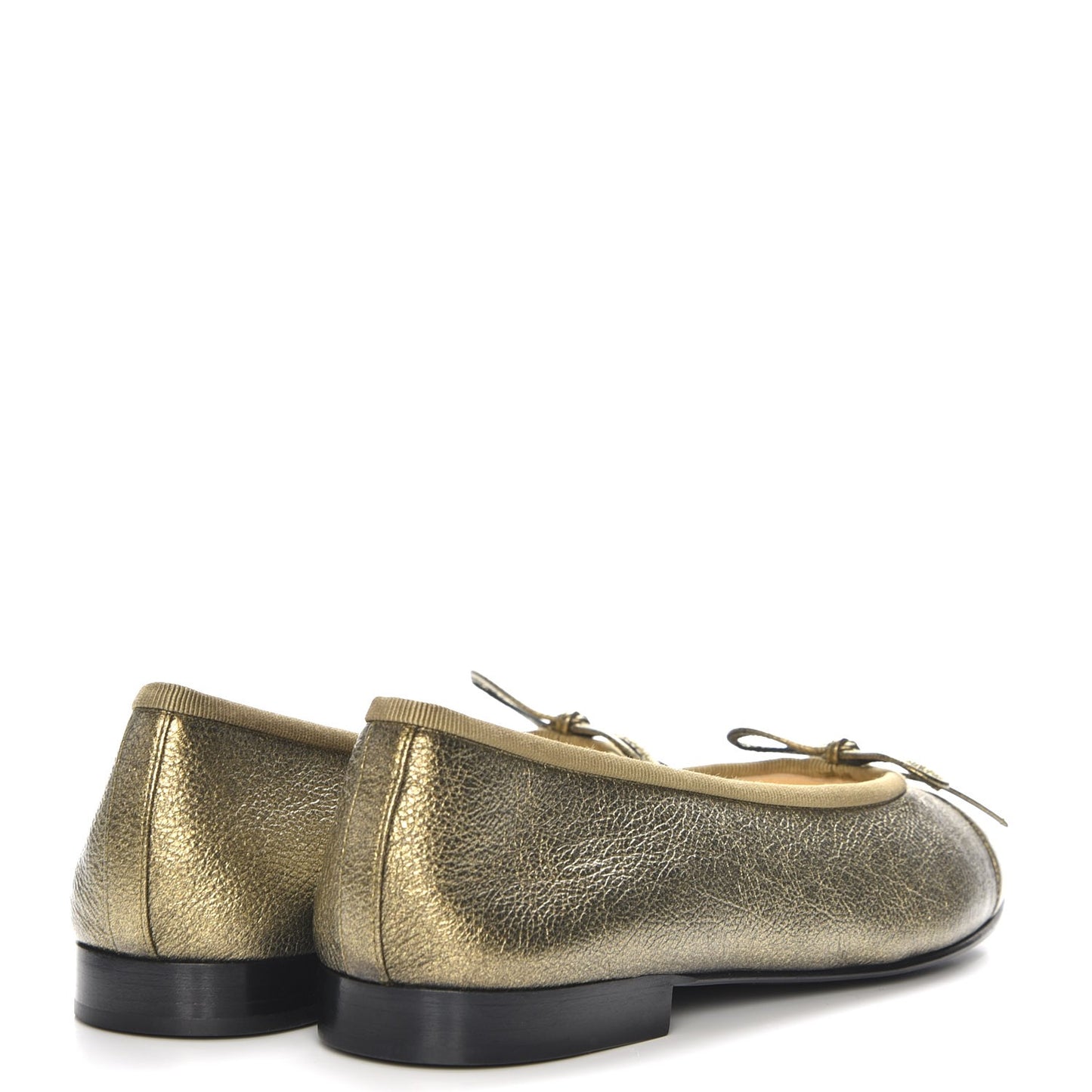 Metallic Calfskin Cap Toe CC Ballerina Flats 36.5 Gold