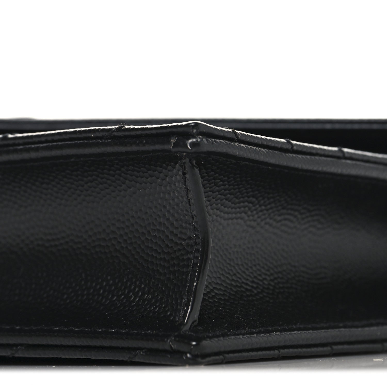 Saint Laurent Grain De Poudre Matelasse Chevron Monogram Monochrome Envelope Chain Wallet Black 9 of 10