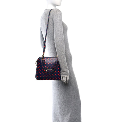 Gucci Shangai Calfskin Polka Dot Small Horsebit 1955 Top Handle Bag Blue Red 2 of 10