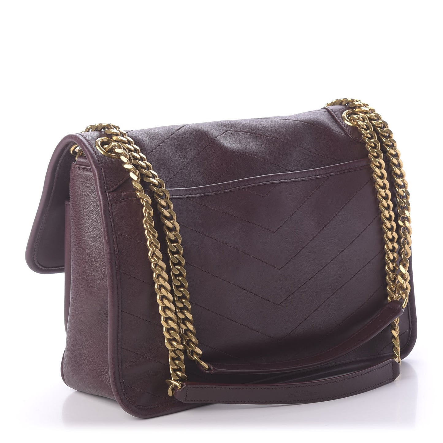 Lambskin Matelasse Monogram Medium Niki Chain Satchel Burgundy