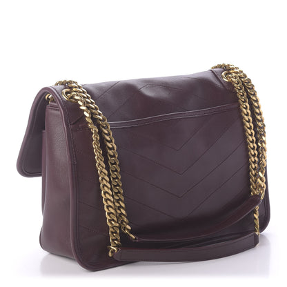 Saint Laurent Lambskin Matelasse Monogram Medium Niki Chain Satchel Burgundy 3 of 12