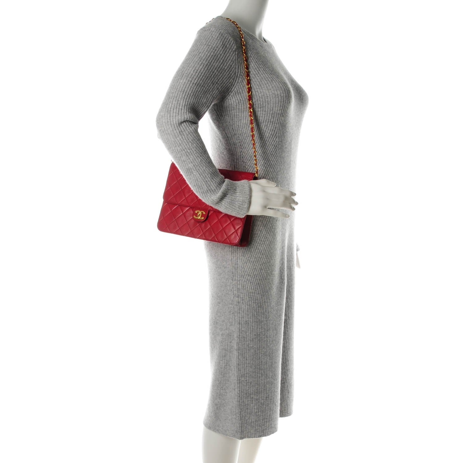 Chanel Lambskin Quilted Shoulder Flap Red 2 of 7