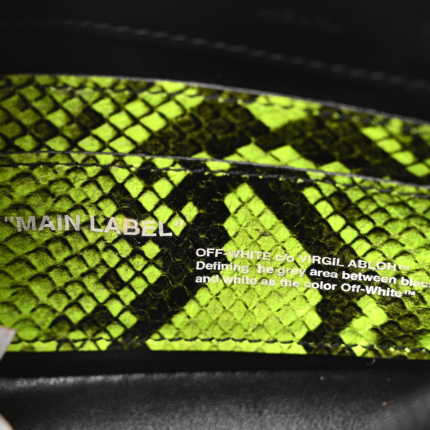 Calfskin Python Embossed Binder Flap Bag Fluo Yellow Black