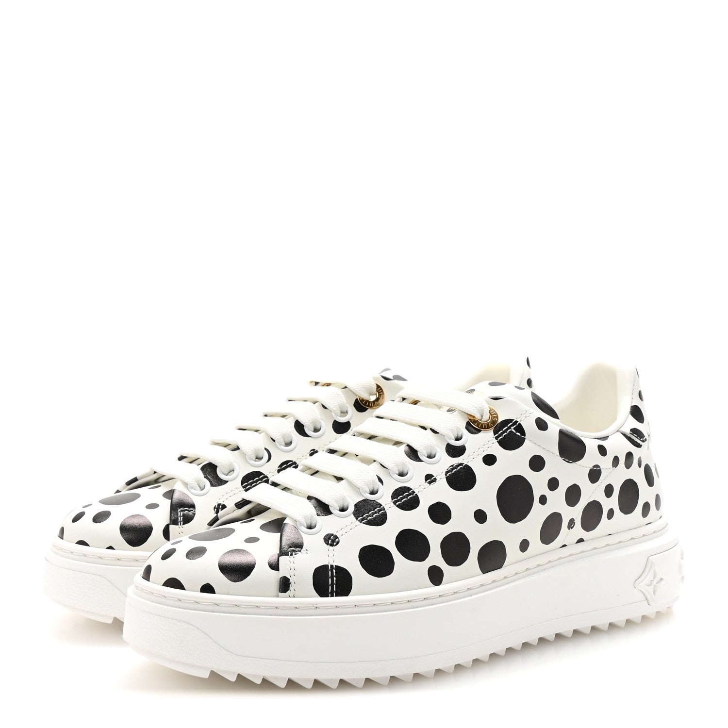 Louis Vuitton LV X YK Calfskin Printed Infinity Dots Time Out Sneakers 35.5 White 4 of 9
