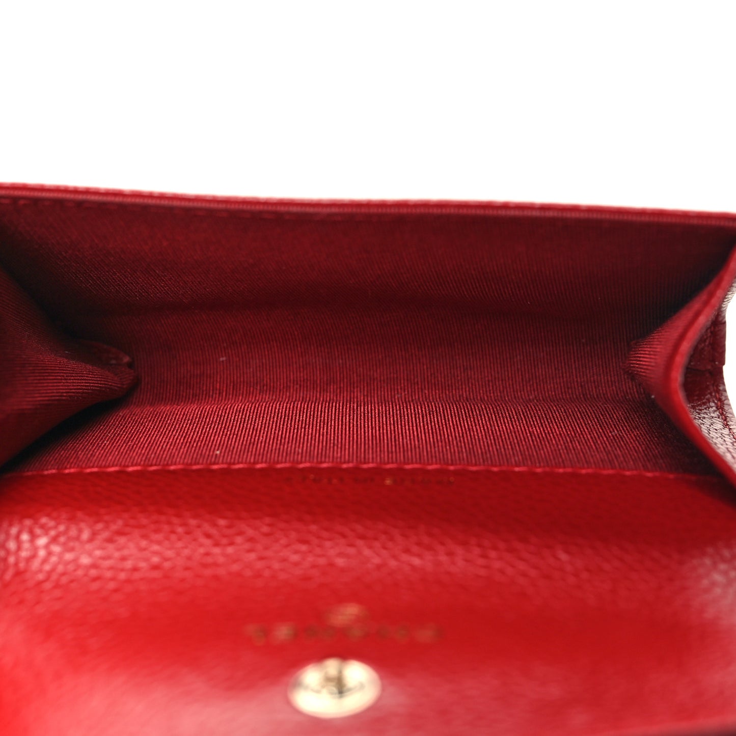 Caviar Camellia Embossed Flap Card Holder Wallet Red
