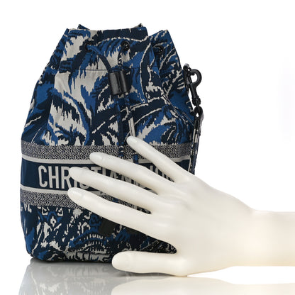 Christian Dior Technical Fabric Embroidered Palm Tree Toile De Jouy DiorTravel Pouch Blue 2 of 11