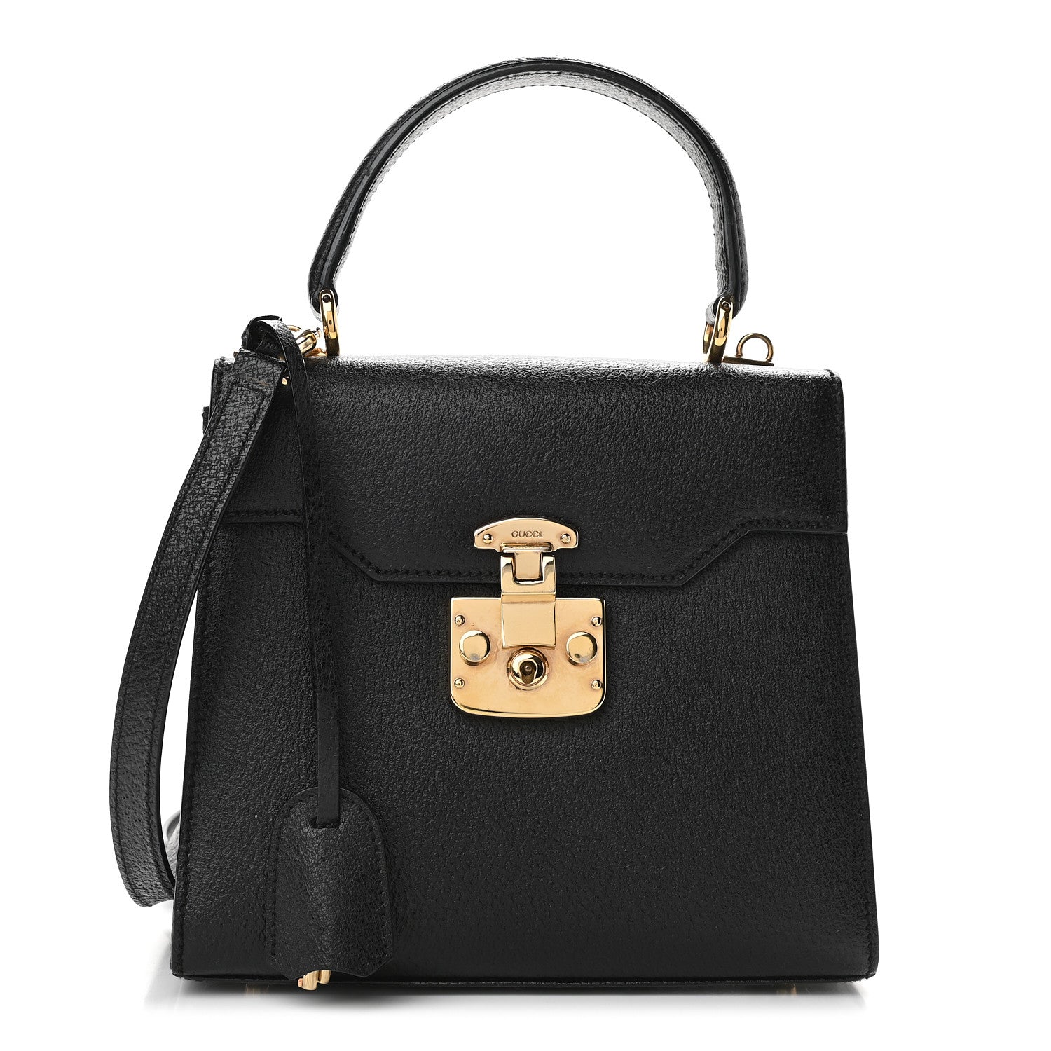 Gucci Textured Calfskin Lady Lock Top Handle Frame Bag Black 1 of 10