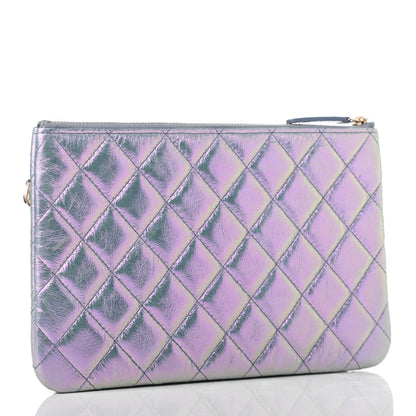 Chanel Iridescent Crumpled Calfskin Trio Cosmetic Case Blue Pink Ivory 4 of 13