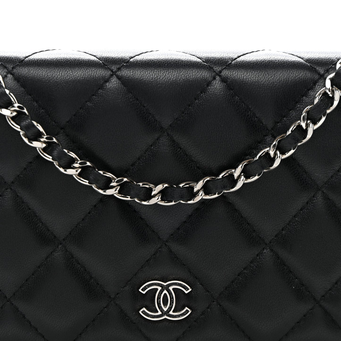 Lambskin Quilted Wallet On Chain WOC Black