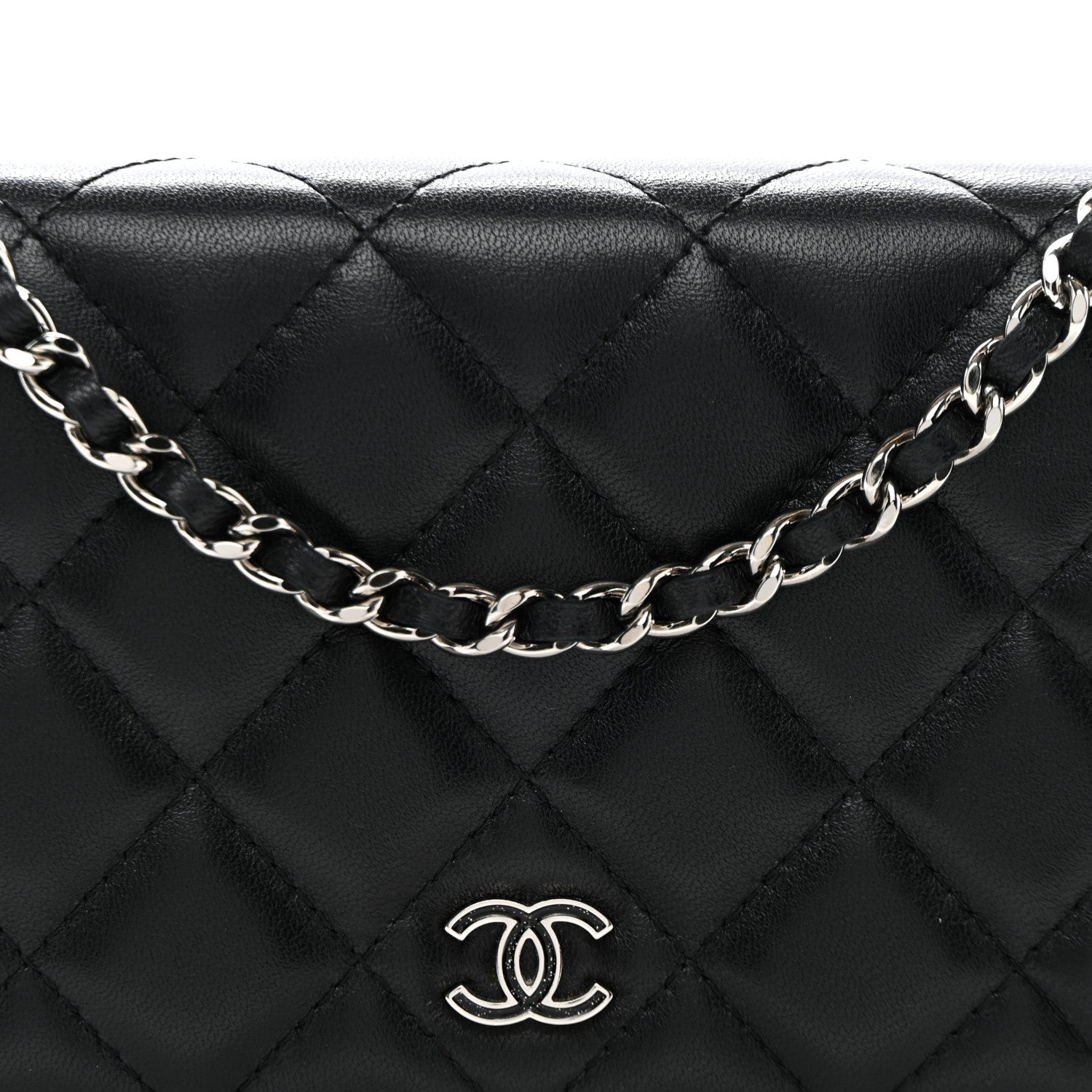 Chanel Lambskin Quilted Wallet On Chain WOC Black 9 of 13