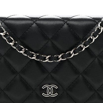 Chanel Lambskin Quilted Wallet On Chain WOC Black 9 of 13