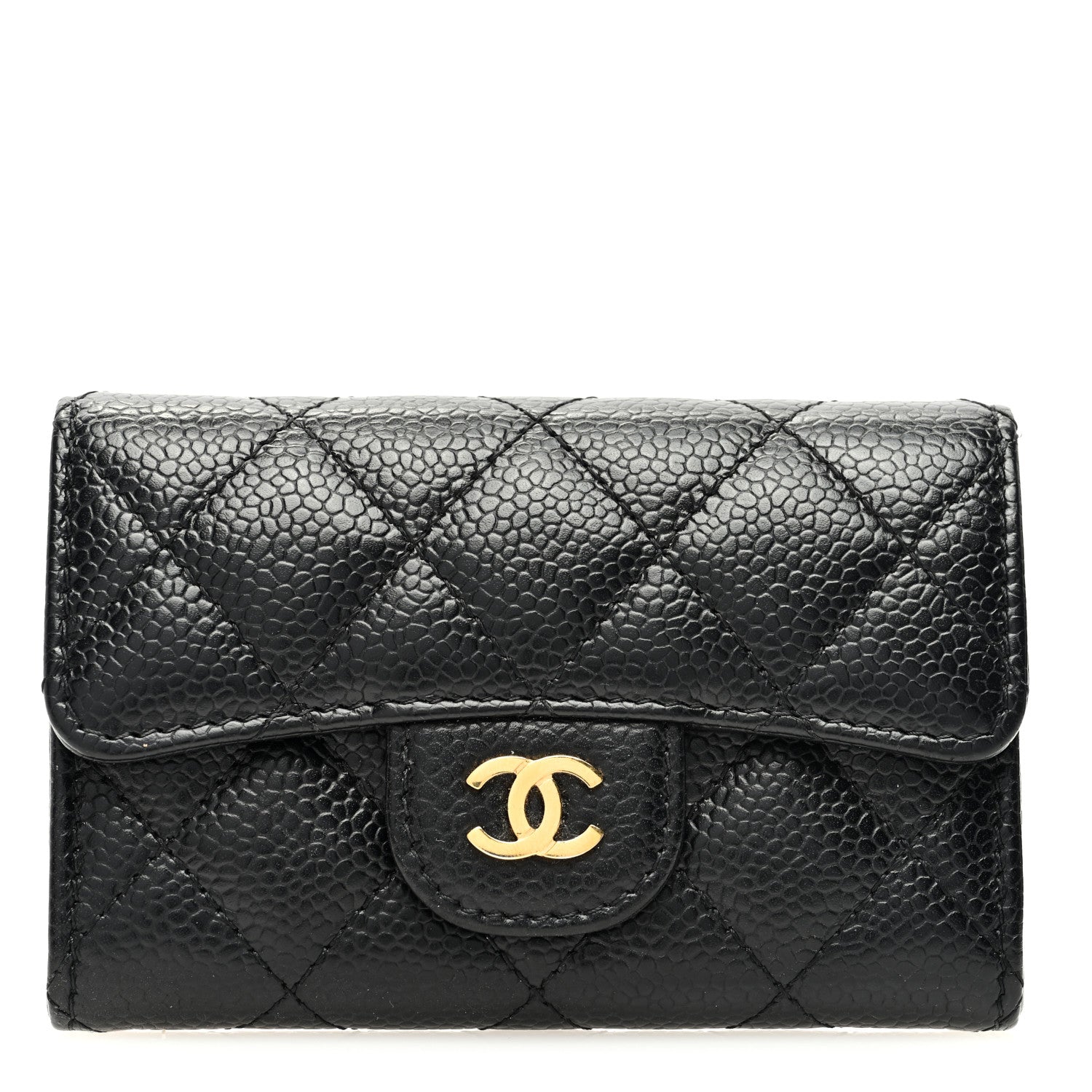 Chanel Caviar Quilted Flap Card Holder Wallet Black 1 of 8