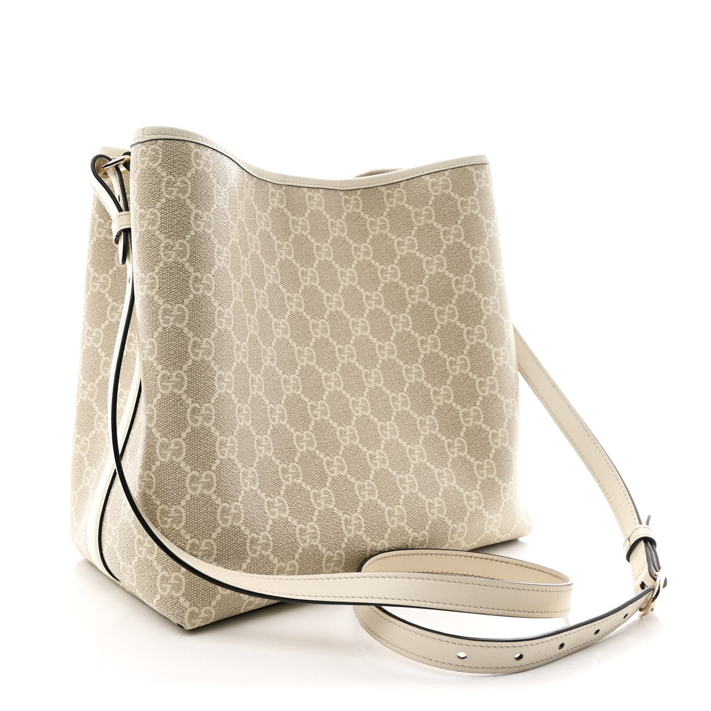 GG Supreme Monogram Medium Emblem Bucket Bag Beige Mystic White