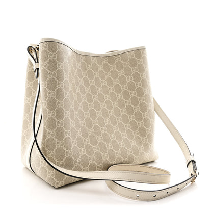 Gucci GG Supreme Monogram Medium Emblem Bucket Bag Beige Mystic White 3 of 11