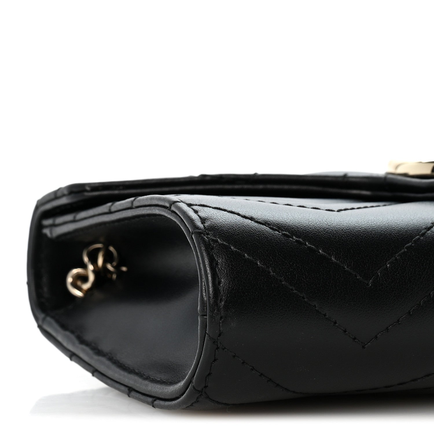 Gucci Calfskin Matelasse GG Marmont Chain Wallet Black 8 of 11