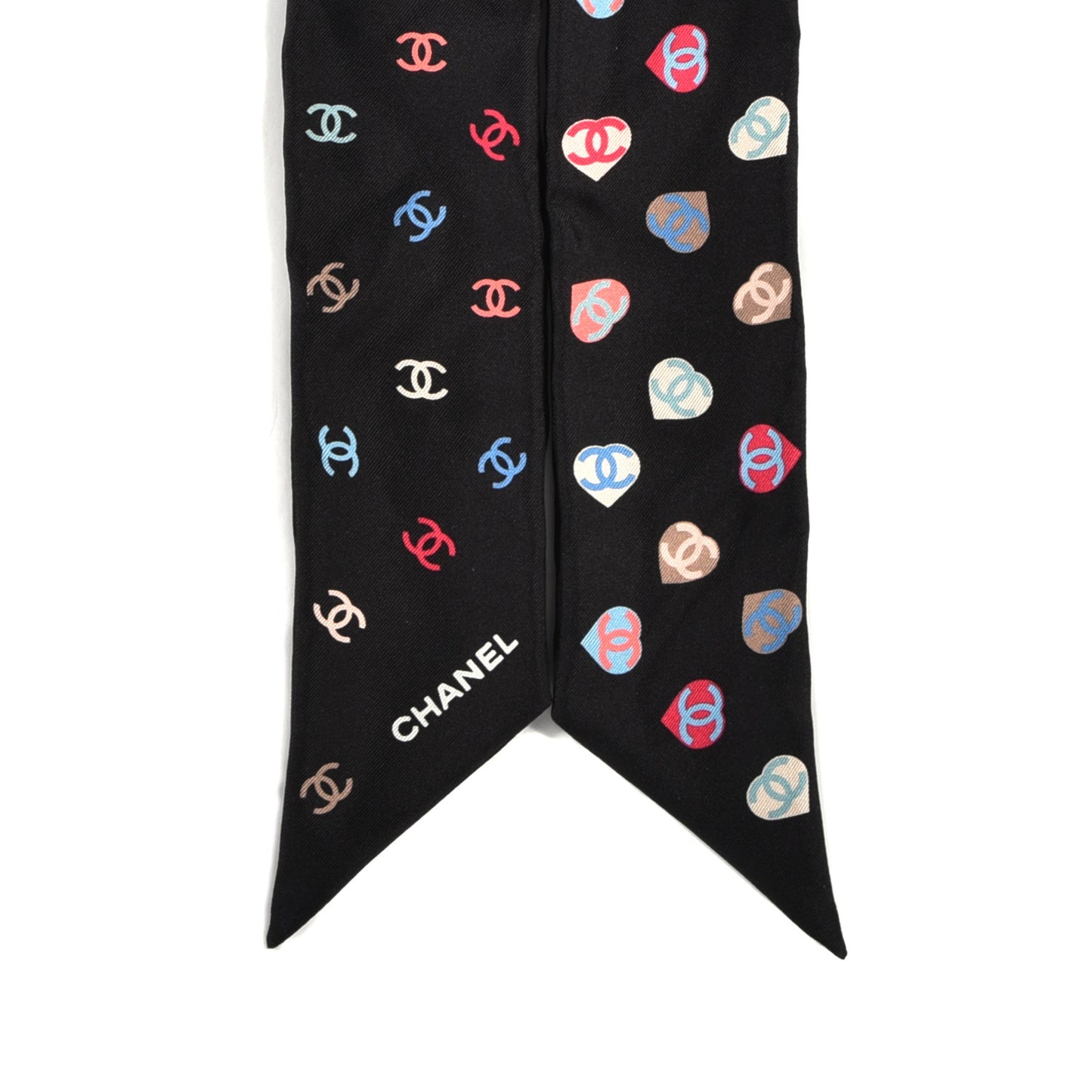 Silk Heart CC Slim Bandeau Scarf Black