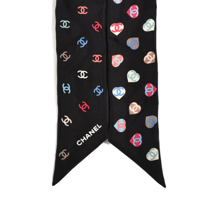 Chanel Silk Heart CC Slim Bandeau Scarf Black 3 of 4