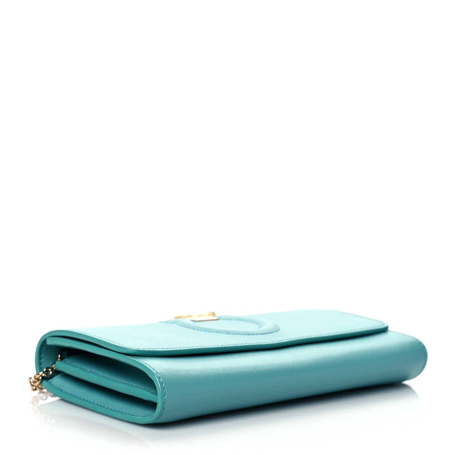 Salvatore Ferragamo Printed Calfskin Gancini Wallet On Chain Teal 3 of 8