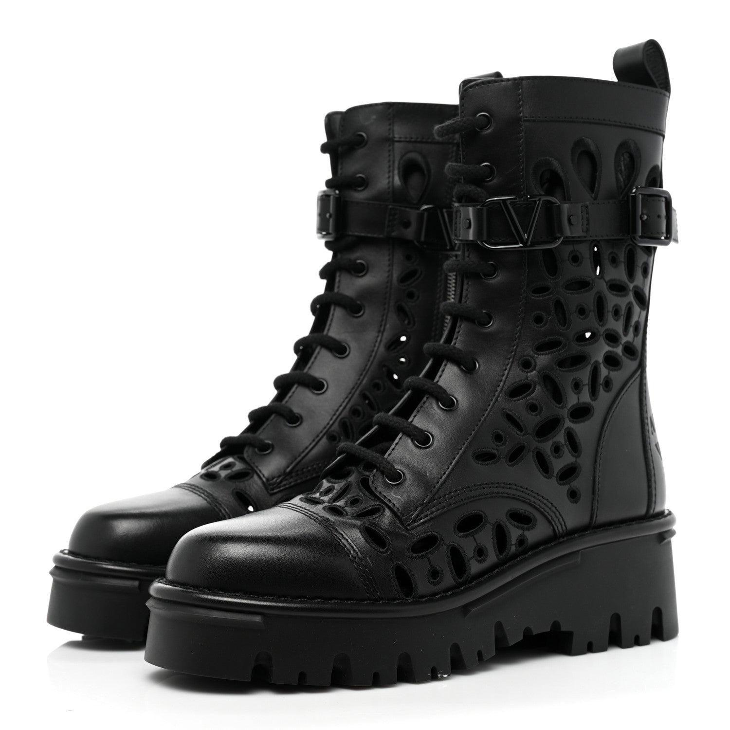 Valentino Garavani Calfskin Atelier 30/50mm Combat Boots 39 Black 3 of 16