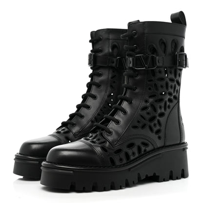 Valentino Garavani Calfskin Atelier 30/50mm Combat Boots 39 Black 3 of 16