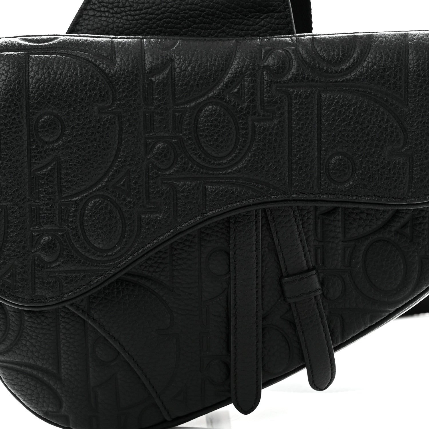 Christian Dior Grained Calfskin Embossed Dior Gravity Mens Saddle Bag Black 7 of 9
