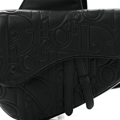 Christian Dior Grained Calfskin Embossed Dior Gravity Mens Saddle Bag Black 7 of 9