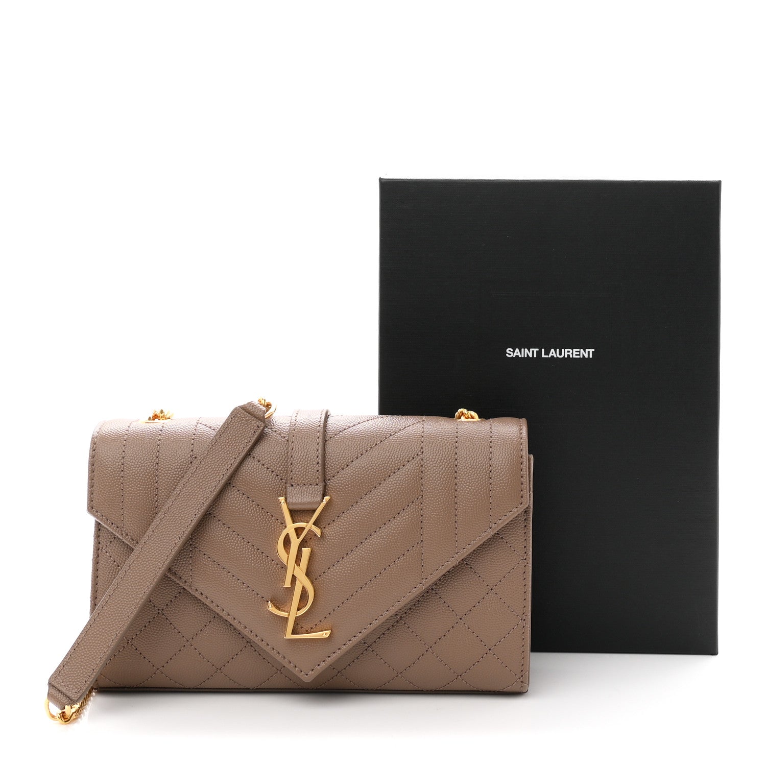 Saint Laurent Grain De Poudre Textured Mixed Matelasse Triquilt Small Monogram Satchel Taupe 10 of 10